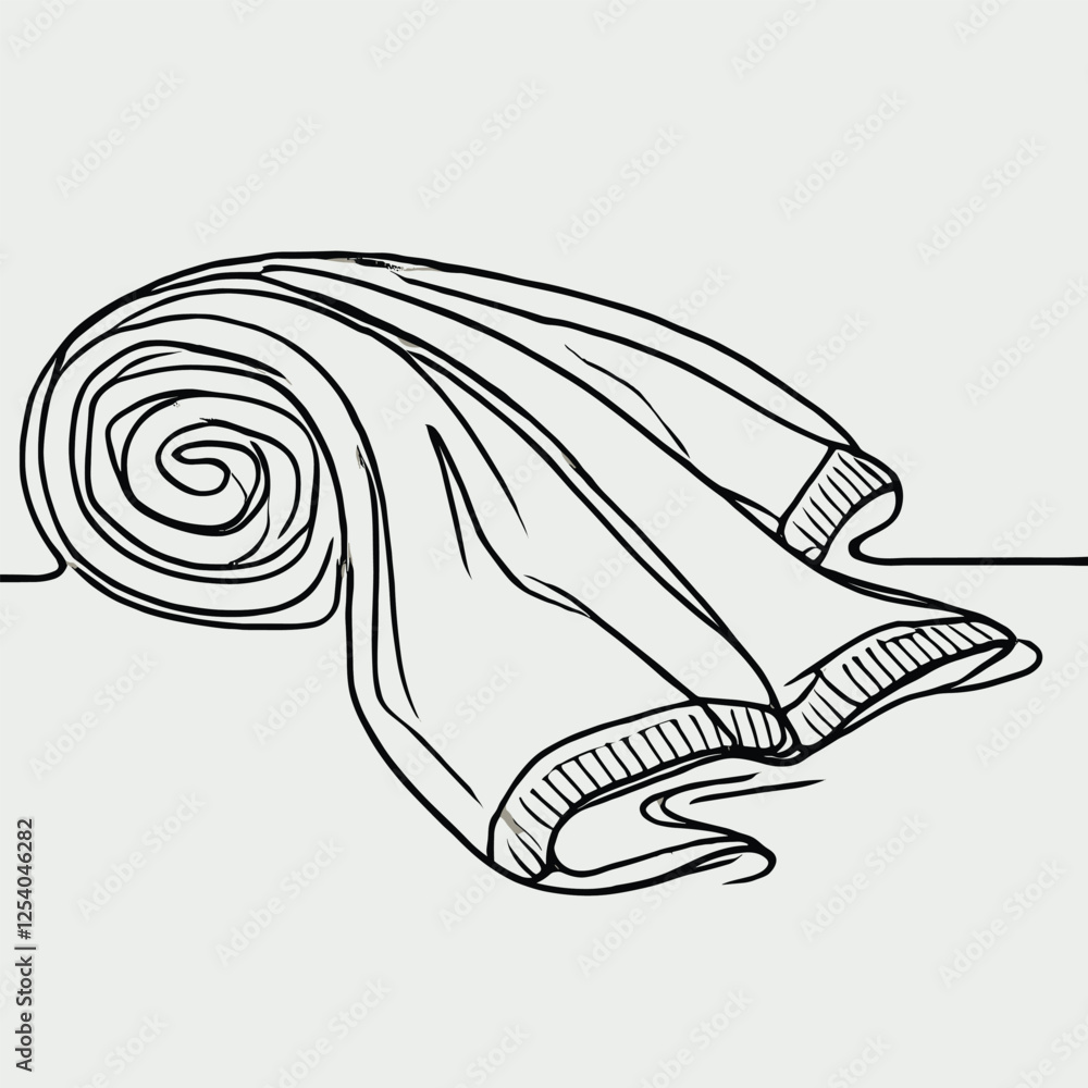 Fototapeta premium Minimalist Line Art of Rolled Towel Design for Home Décor