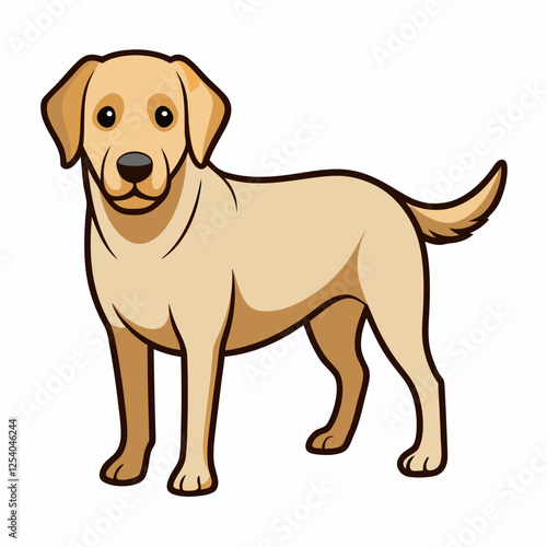 labrador retriever dog isolated on white, Color vector illustration. Pet animal, Cartoon Vector 