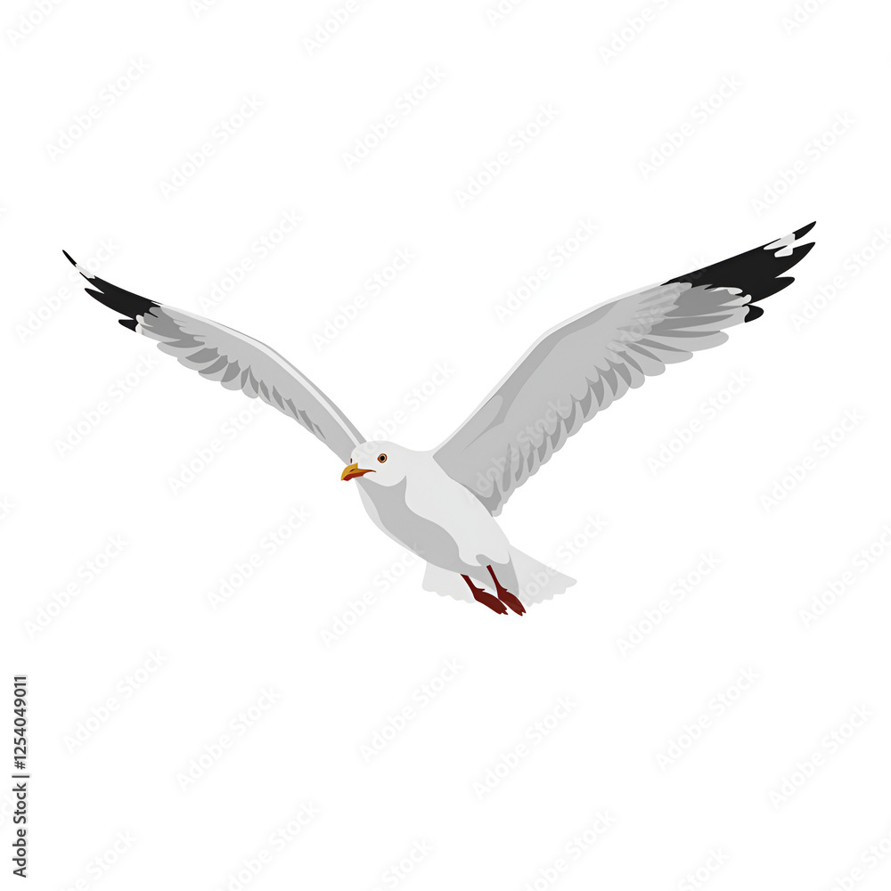 Fototapeta premium Seagull Flying with Extended Wings