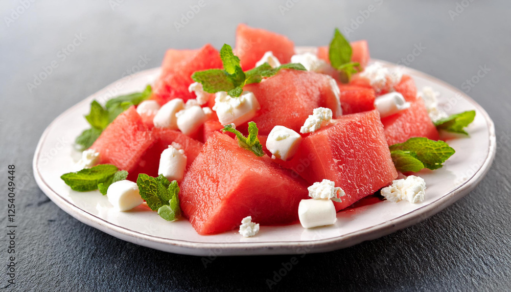 watermelon with feta cheese and mint watermelon with feta cheese and mint