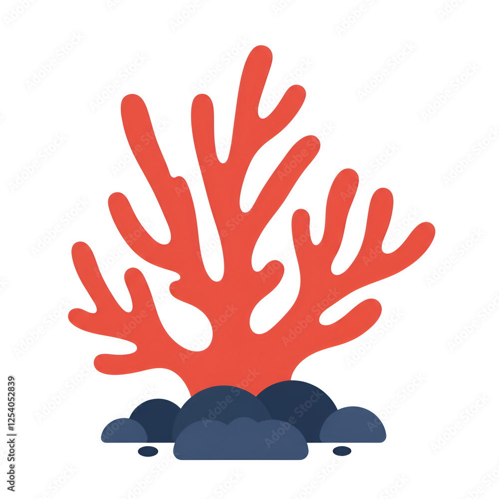 Obraz premium A Flat Design of a Coral Reef with Simple Abstract Shapes