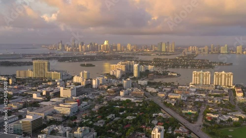 Wallpaper Mural MIAMI, UNITED STATES - FEBRUARY 8, 2025: Aerial view of Miami skyline showcases vibrant city life and stunning waterfront at dusk Torontodigital.ca