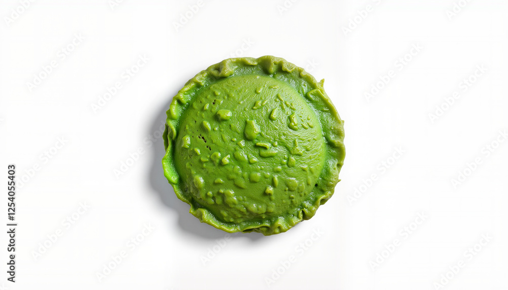 Vibrant spinach pancake on white background, minimalist culinary art Vibrant spinach pancake on white background, minimalist culinary art