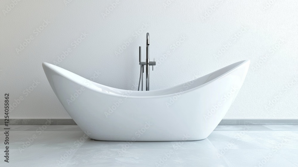Modern bathroom design featuring a freestanding tub with potted plants and natural light in a serene setting Modern bathroom design featuring a freestanding tub with potted plants and natural light in a serene setting