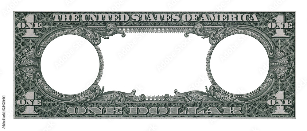 U.S. 1 dollar border with empty middle area