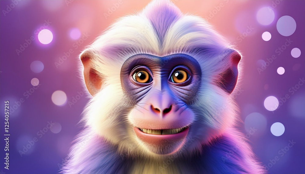 Fototapeta premium Mandrill, lila Hintergrund