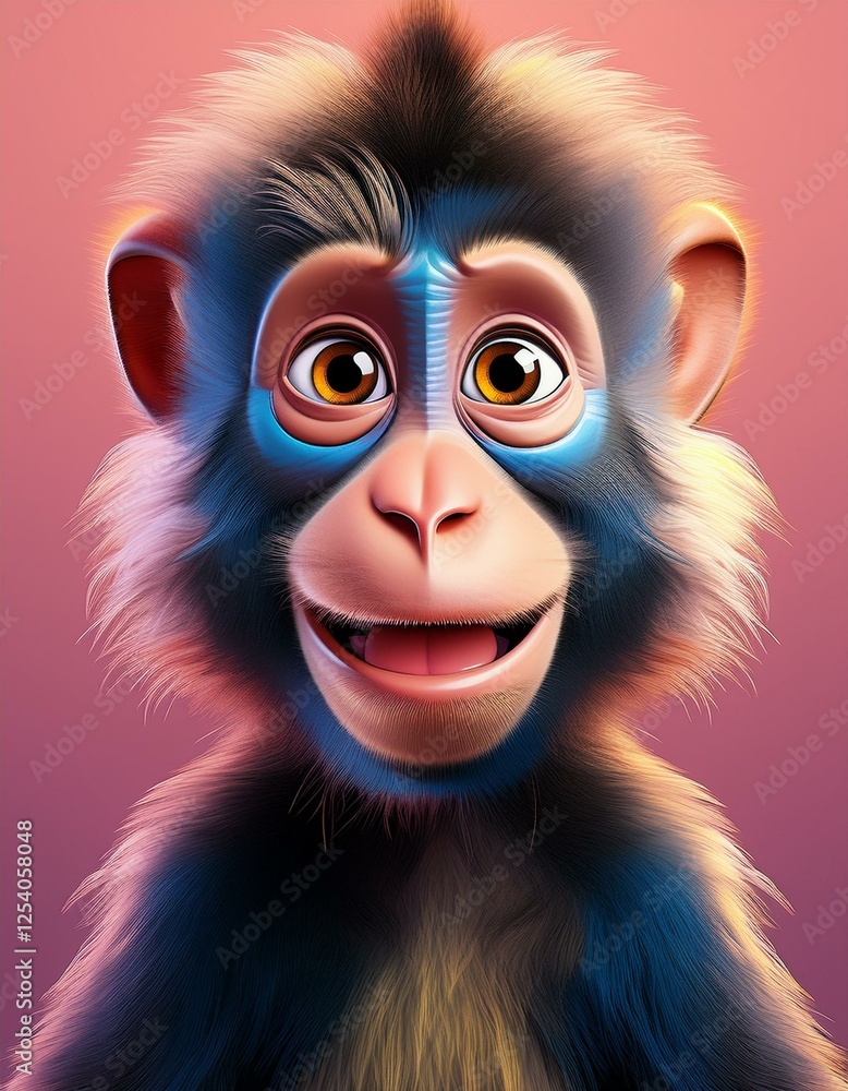 Mandrill, rosa Hintergrund Mandrill, rosa Hintergrund