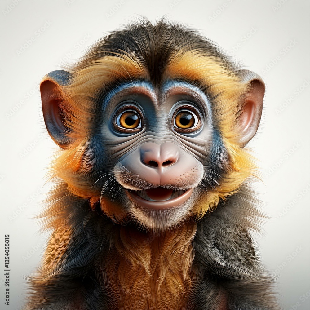 Mandrill, weißer Hintergrund Mandrill, weißer Hintergrund