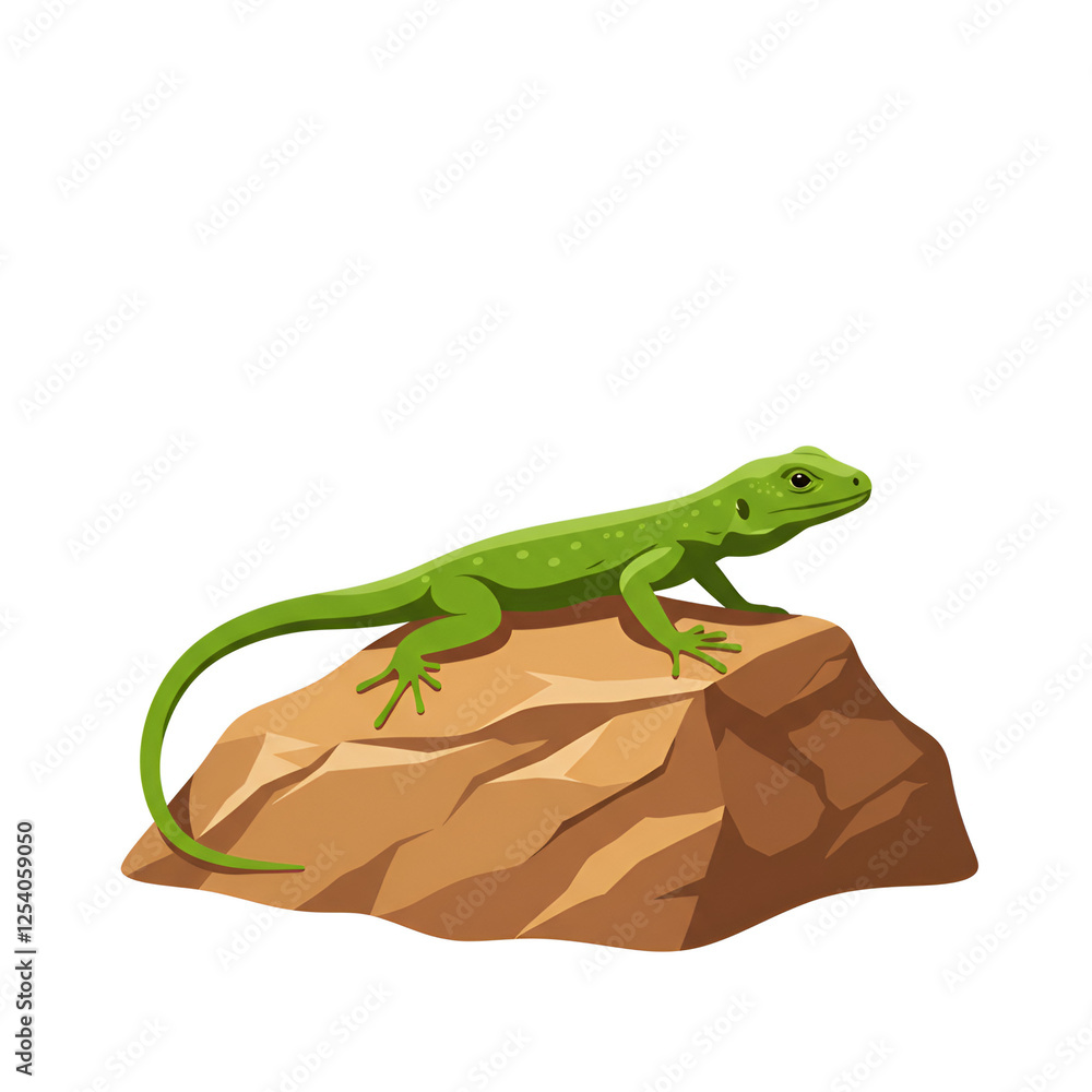 Fototapeta premium Lone Lizard Crawling Across Sunlit Rock