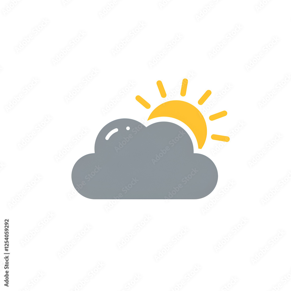 A Minimal Flat Icon of a Cloud with a Sunny Outline A Minimal Flat Icon of a Cloud with a Sunny Outline