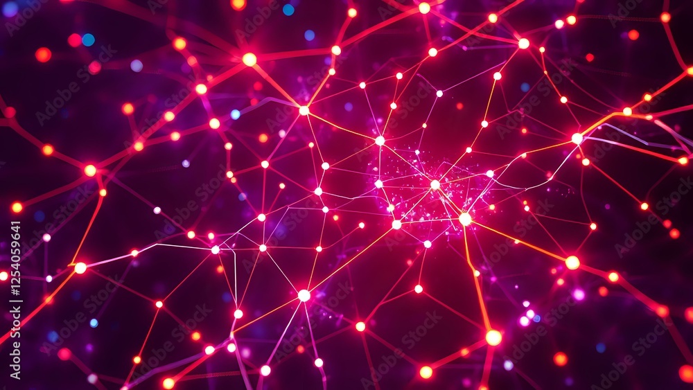 Cyberpunk Abstract Art: Glowing Network Structure on a Neon Background Cyberpunk Abstract Art: Glowing Network Structure on a Neon Background