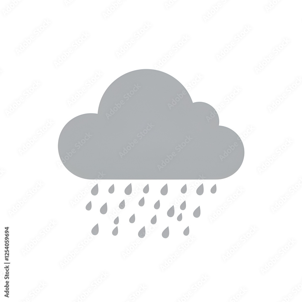 Minimalist Raincloud with Light Raindrops Minimalist Raincloud with Light Raindrops