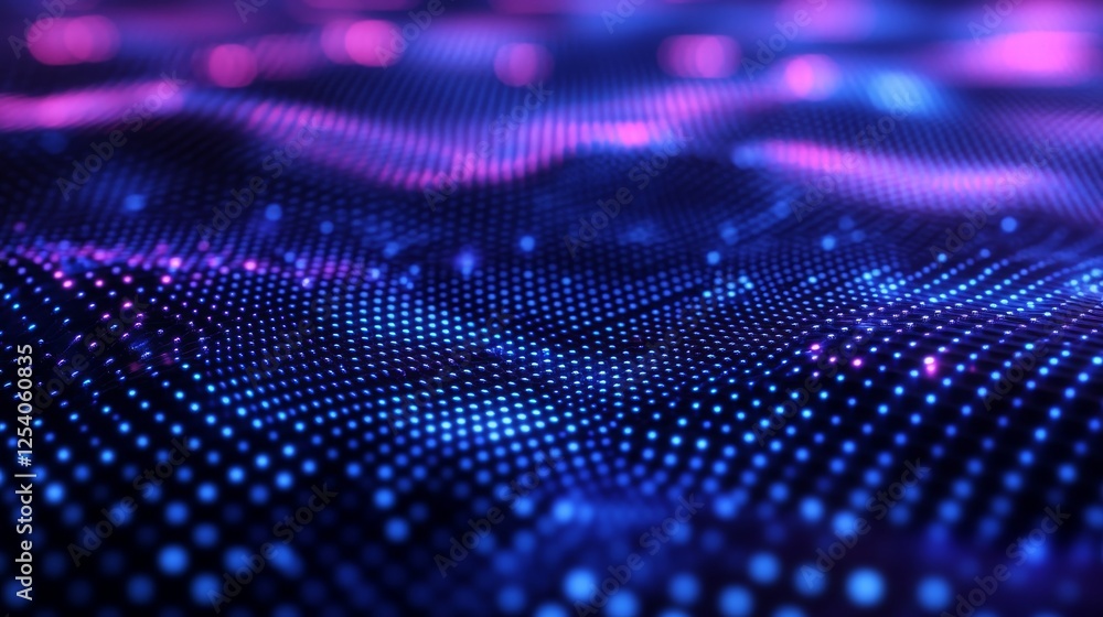 Abstract digital landscape of neon blue and pink colored dots Abstract digital landscape of neon blue and pink colored dots
