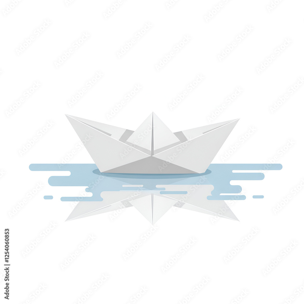 A Paper Boat Floating on Calm Water A Paper Boat Floating on Calm Water