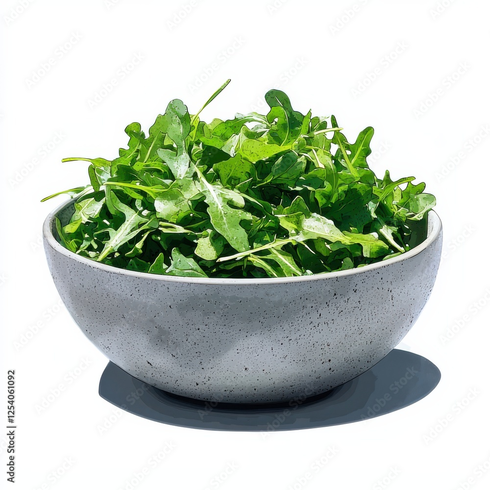 Fresh baby arugula salad bowl bright kitchen food photography eye-level view emphasizing freshness Fresh baby arugula salad bowl bright kitchen food photography eye-level view emphasizing freshness