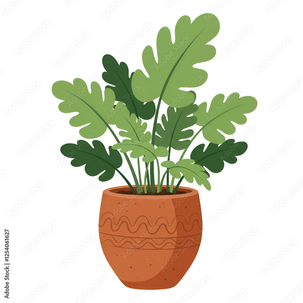 A Plant Growing Inside a Large Clay Pot A Plant Growing Inside a Large Clay Pot