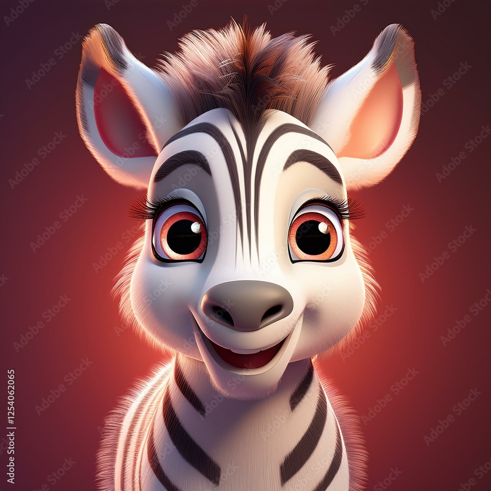 Fototapeta premium Niedliches Zebra, bordeaux Hintergrund