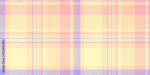 Volume vector fabric seamless, trend tartan textile background. Post check pattern texture plaid in light and peach puff colors.
