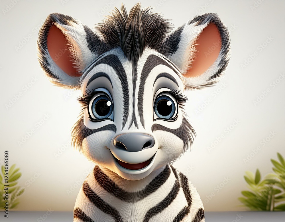 Obraz premium Niedliches Zebra, weißer Hintergrund