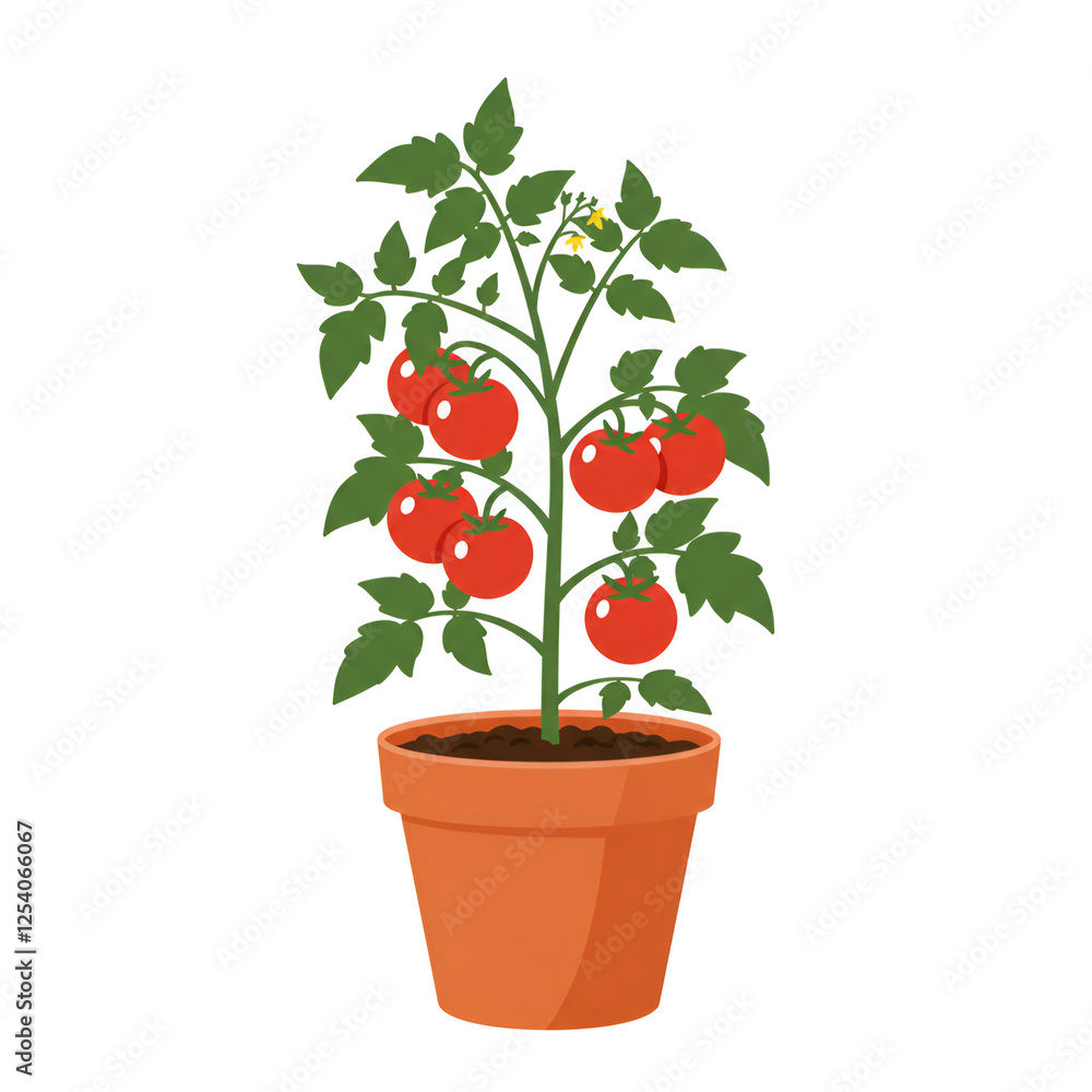 Small Tomato Plant in a Garden Pot Small Tomato Plant in a Garden Pot