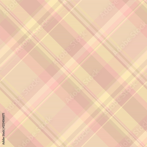 Classical background texture check, household fabric seamless tartan. Layered pattern plaid textile vector in light and moccasin colors.