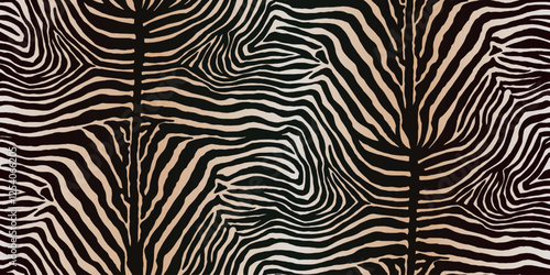 Zebra Animal Stripe Seamless Pattern. Dark Gradient Mammal Background