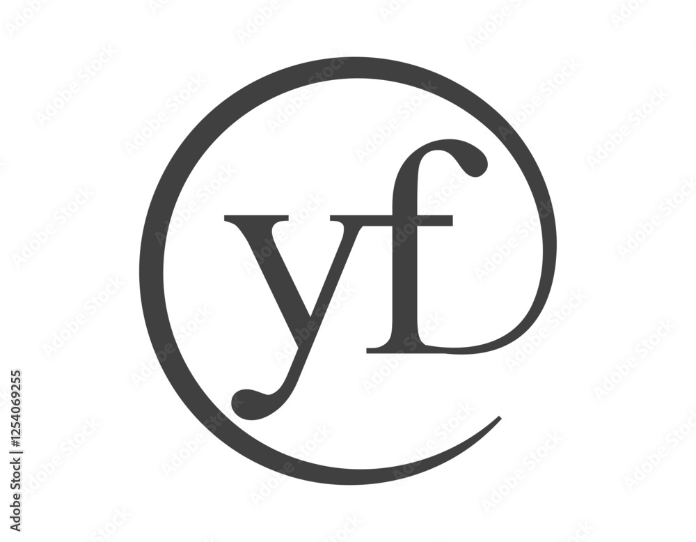 YF logo from two letter with circle shape email sign style. Y and F round logotype of business company YF logo from two letter with circle shape email sign style. Y and F round logotype of business company
