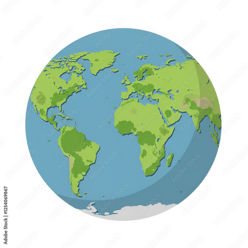 Naklejka premium Circular Globe with Continents and Green Patches