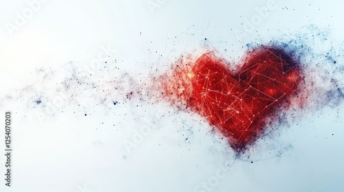 Red heart shape showing love and connection in a plexus design