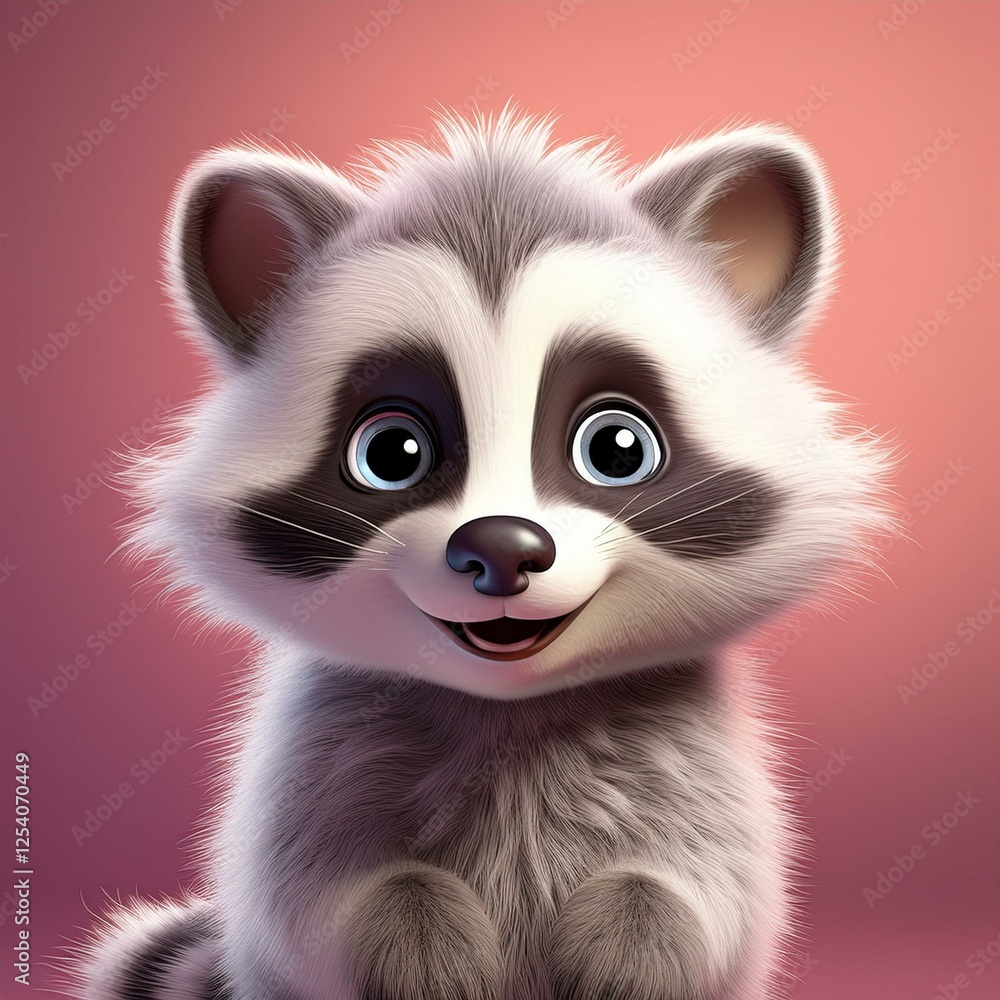 Niedlicher Waschbär, rosa Hintergrund Niedlicher Waschbär, rosa Hintergrund