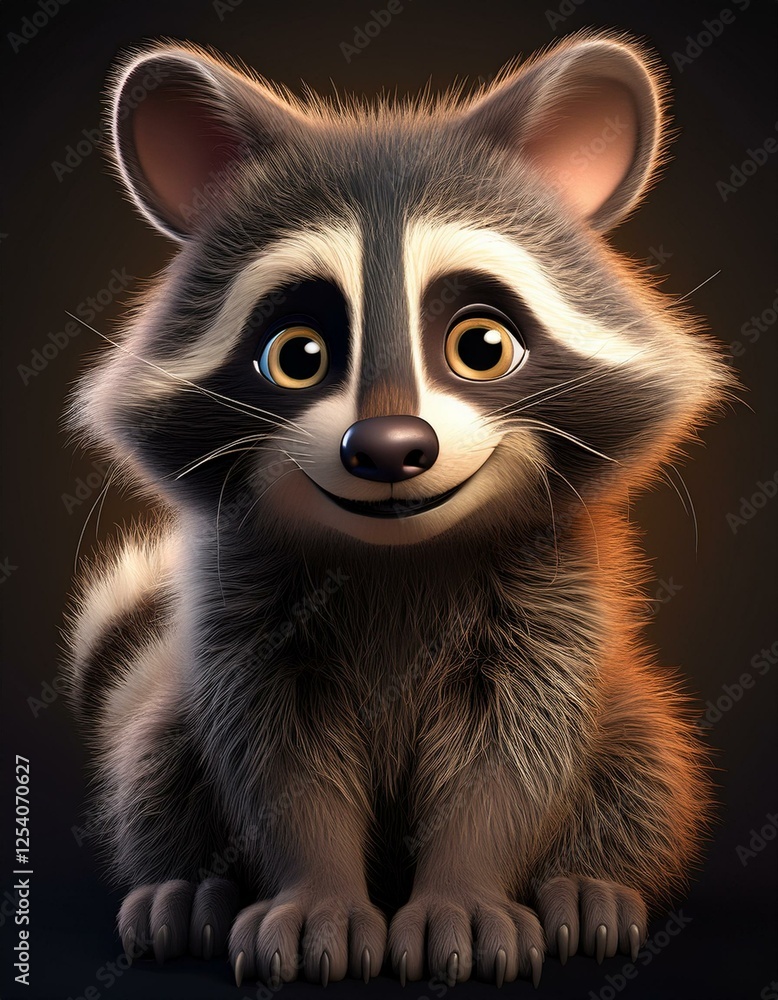 Niedlicher Waschbär, schwarzer Hintergrund Niedlicher Waschbär, schwarzer Hintergrund