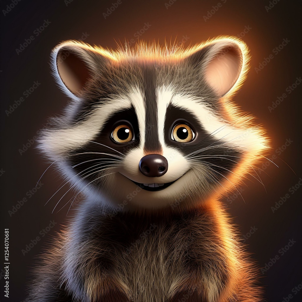 Niedlicher Waschbär, schwarzer Hintergrund Niedlicher Waschbär, schwarzer Hintergrund