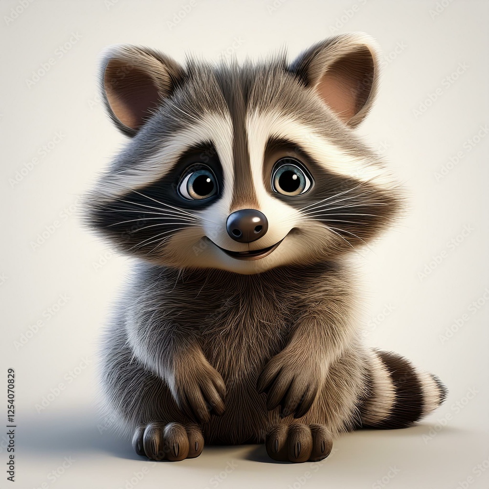 Niedlicher Waschbär, weißer Hintergrund Niedlicher Waschbär, weißer Hintergrund