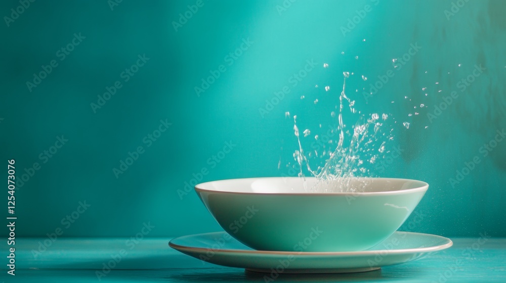 White ceramic bowl with water splash White ceramic bowl with water splash