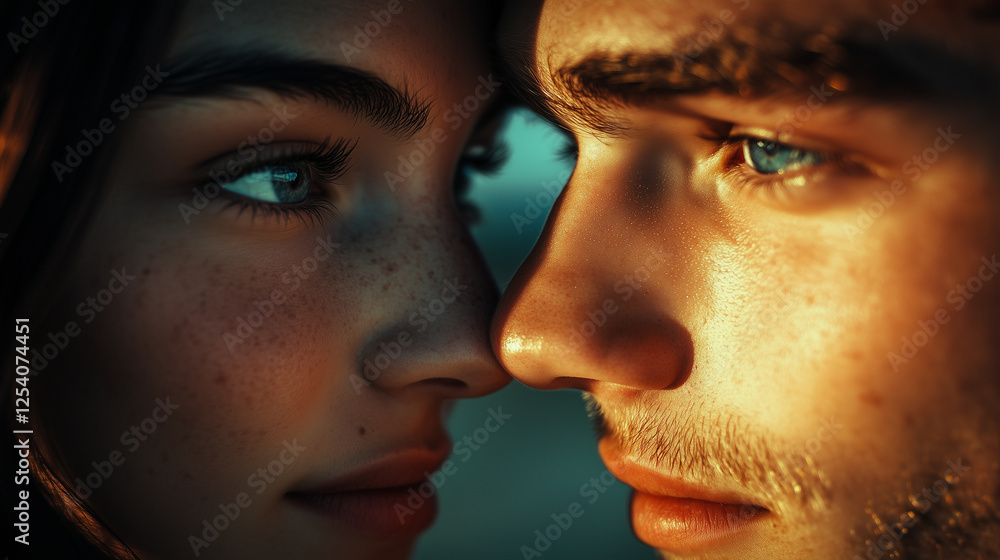 A loving gaze between two people, their eyes reflecting warmth and affection A loving gaze between two people, their eyes reflecting warmth and affection