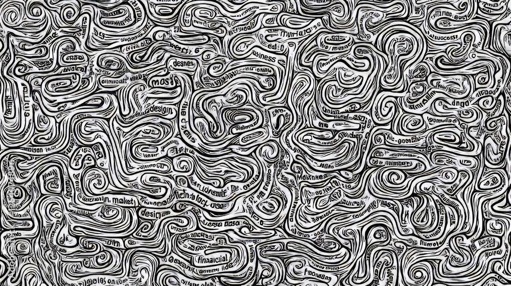 Fototapeta premium A 3D render of black and white monochrome kinetic typography