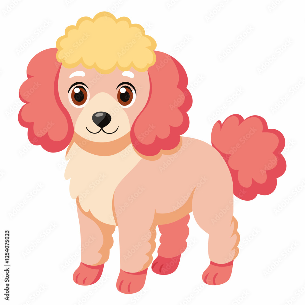 Obraz premium poodle dog isolated on white, Color vector illustration. Pet animal, Cartoon Vector 
