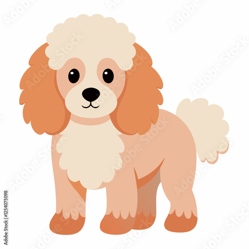 poodle dog isolated on white, Color vector illustration. Pet animal, Cartoon Vector 