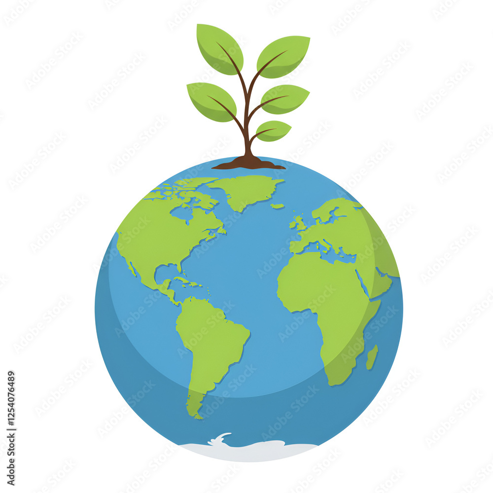 Planet Earth with a Growing Plant Symbolizing Sustainability Planet Earth with a Growing Plant Symbolizing Sustainability