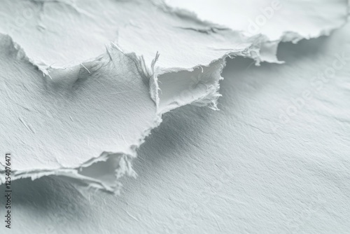 Rough-edged, white paper scraps are layered intricately, showcasing the raw beauty and texture of artisanal craftsmanship.