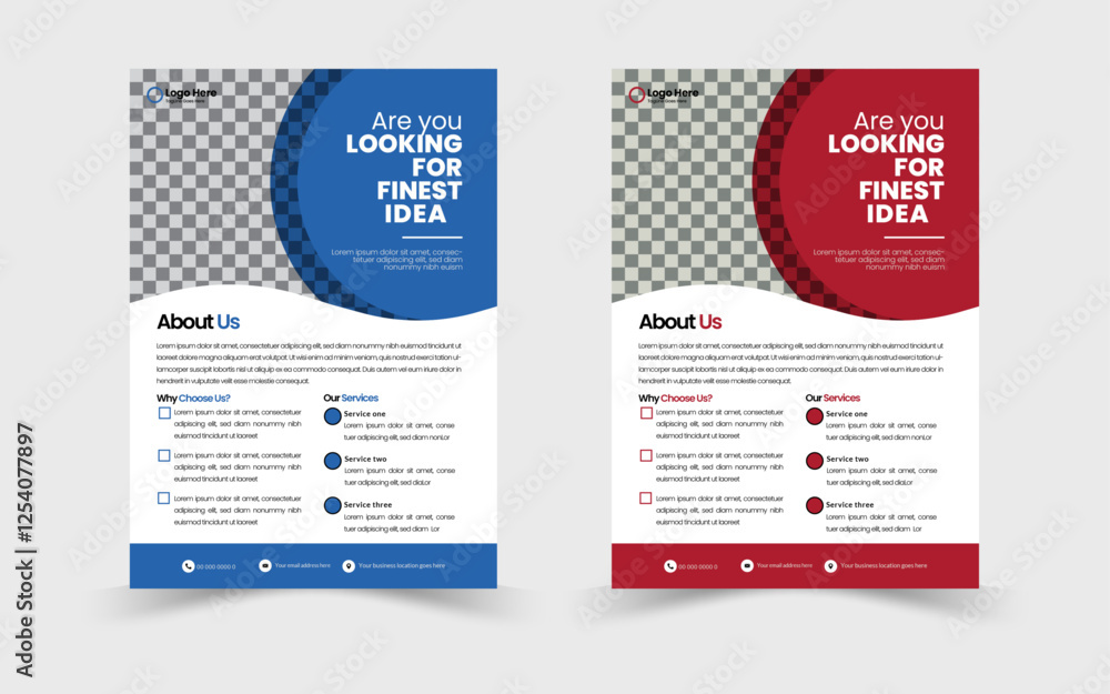 Obraz premium Corporate Business Flyer Template Set in Blue, Orange, Red & Yellow – Marketing, Promotion, Advertising, Business Proposal, Publication, Cover Page – Modern Digital Marketing Flyer Collection