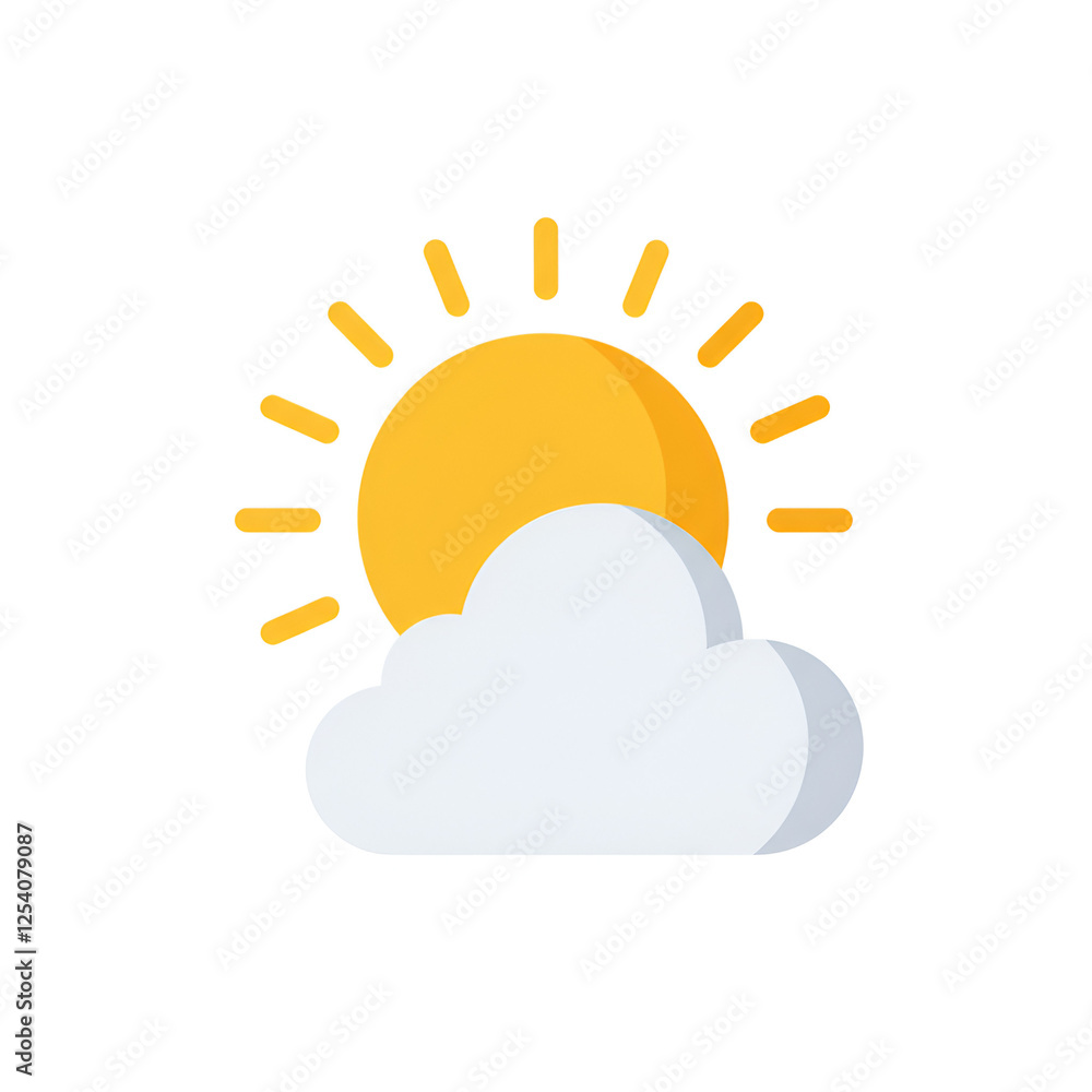 Sun and Cloud in Minimalistic Style Sun and Cloud in Minimalistic Style