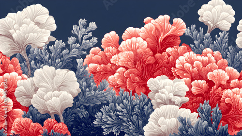 Colorful Floral Pattern: Vibrant Textile Design with Decorative Botanical Nature – Elegant and Artistic Wallpaper Illustration