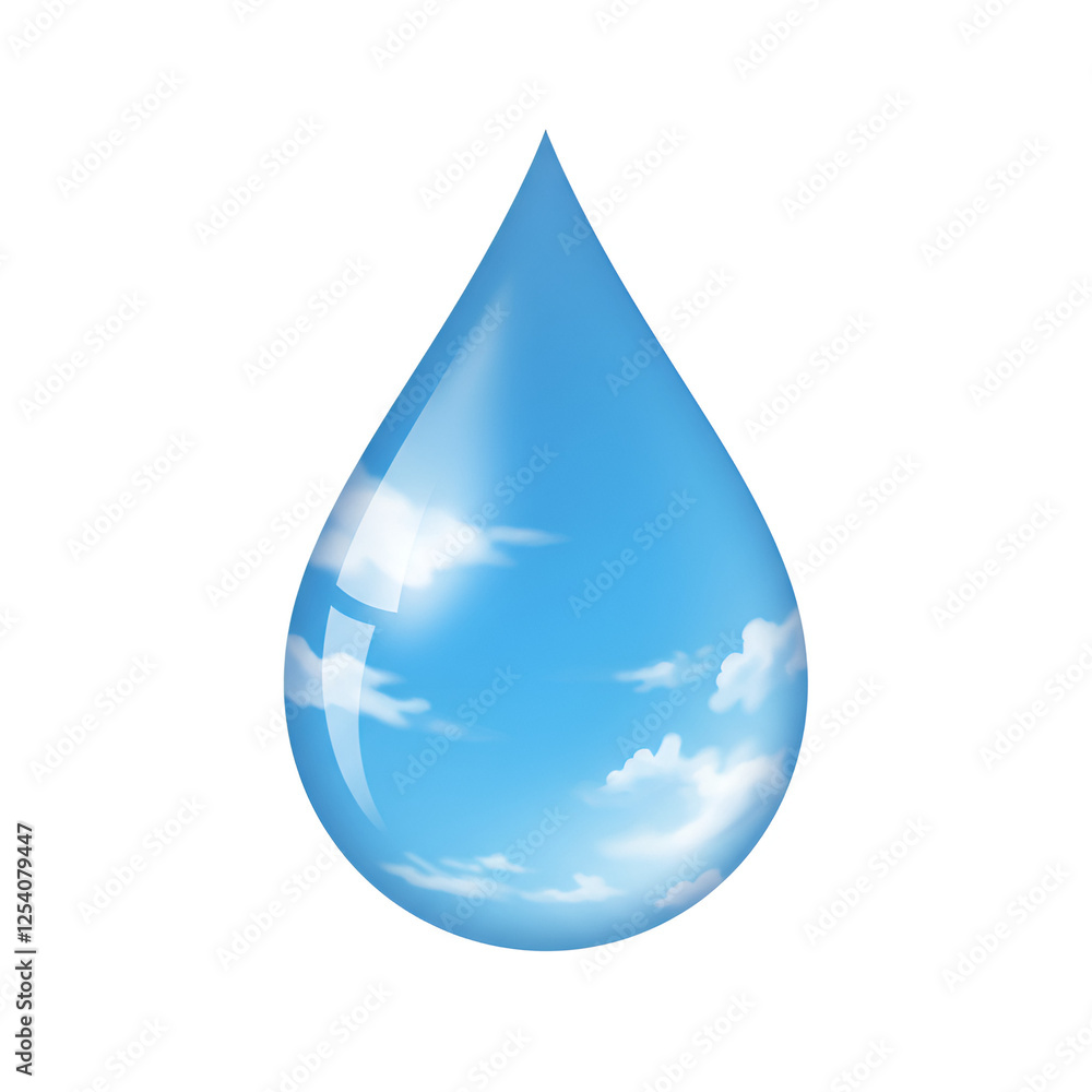 Water Drop with Blue Sky Reflection Water Drop with Blue Sky Reflection
