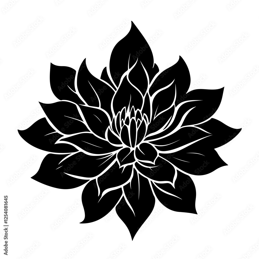 Fototapeta premium Silhouettes of animals, flowers, and trees in a minimalist black and white vector design, featuring a deer, bird, heron, fish, and lotus, perfect for nature-inspired art and decoration.