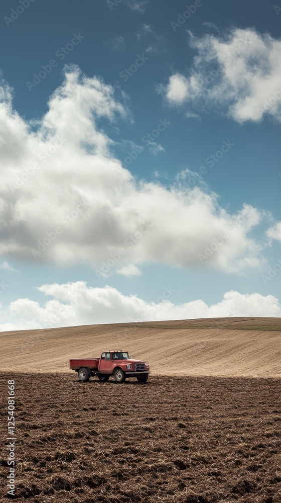 A lone truck in a barren landscape symbolizes the lack of turkey feed from crop failures A lone truck in a barren landscape symbolizes the lack of turkey feed from crop failures