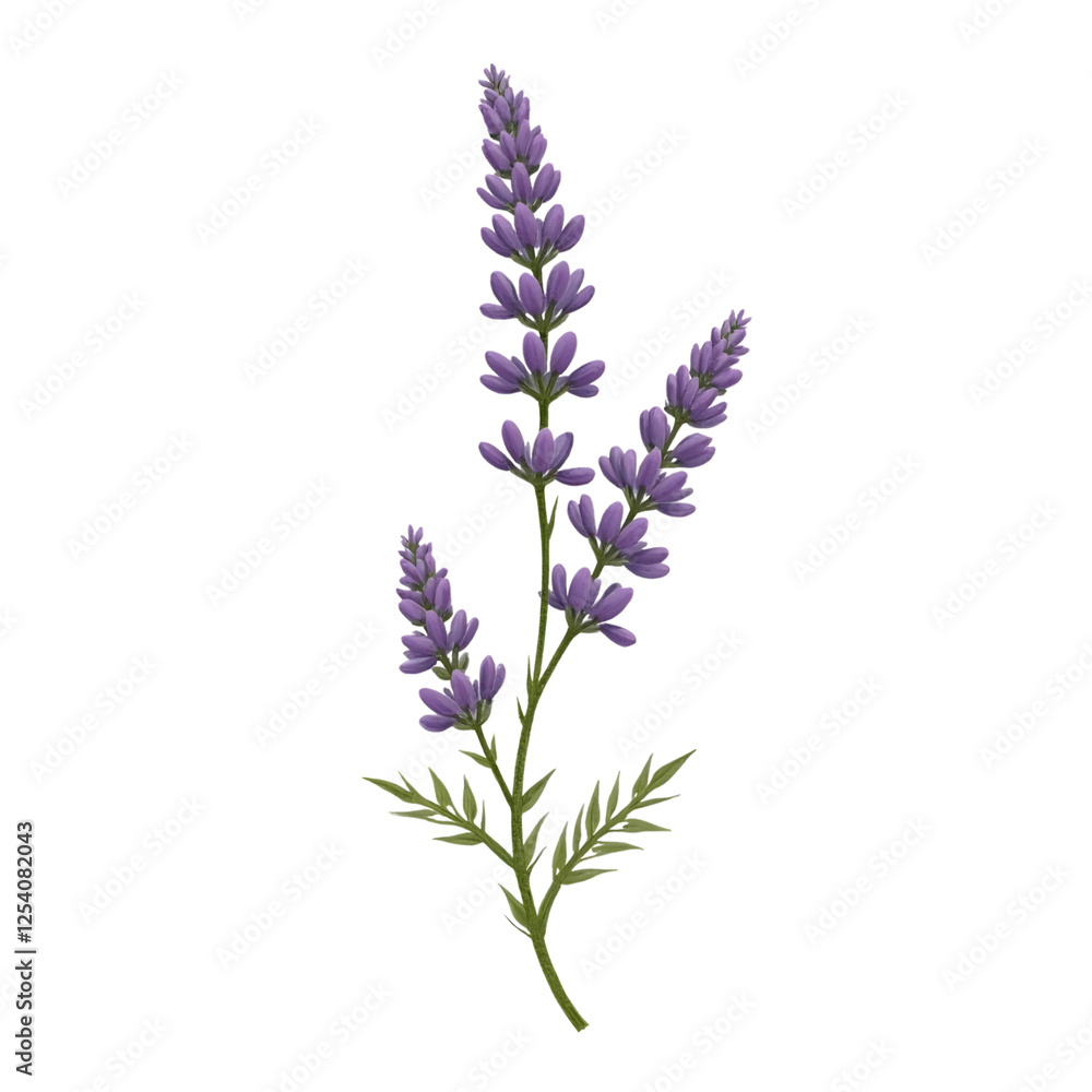 Obraz premium delicate lavender flowers with soft purple petals, botanical illustration perfect for aromatherapy designs, prints, wedding invitations, natural decor and herbal themes 