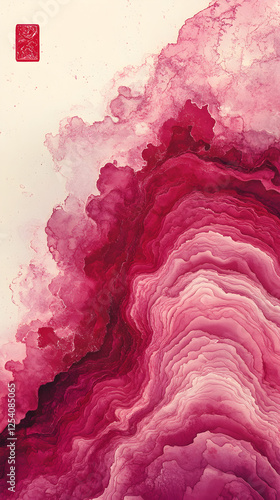 Wallpaper Mural Vibrant Pink Fluid Art with Wave Patterns: Modern Abstract Design and Contemporary Decor Torontodigital.ca