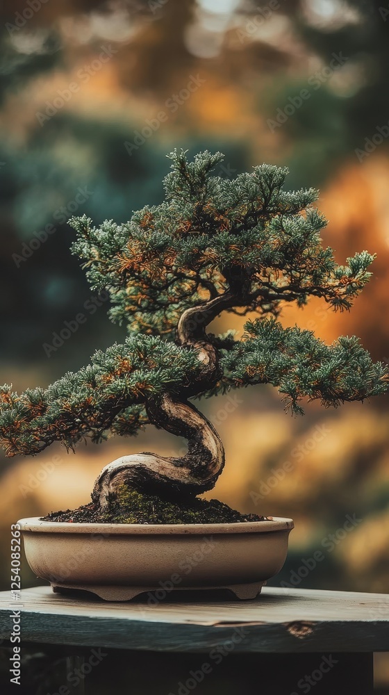 Explore the bonsai tree's elegant curves and vibrant green leaves Explore the bonsai tree's elegant curves and vibrant green leaves