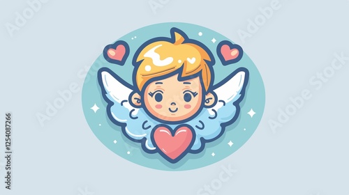 Adorable Vector Angel Cupid Icon for Design Elements